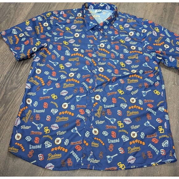 SD Padres Shirt BDA Southwest Airlines Men's Medium All Over Print Logo ML (463) - Picture 1 of 3
